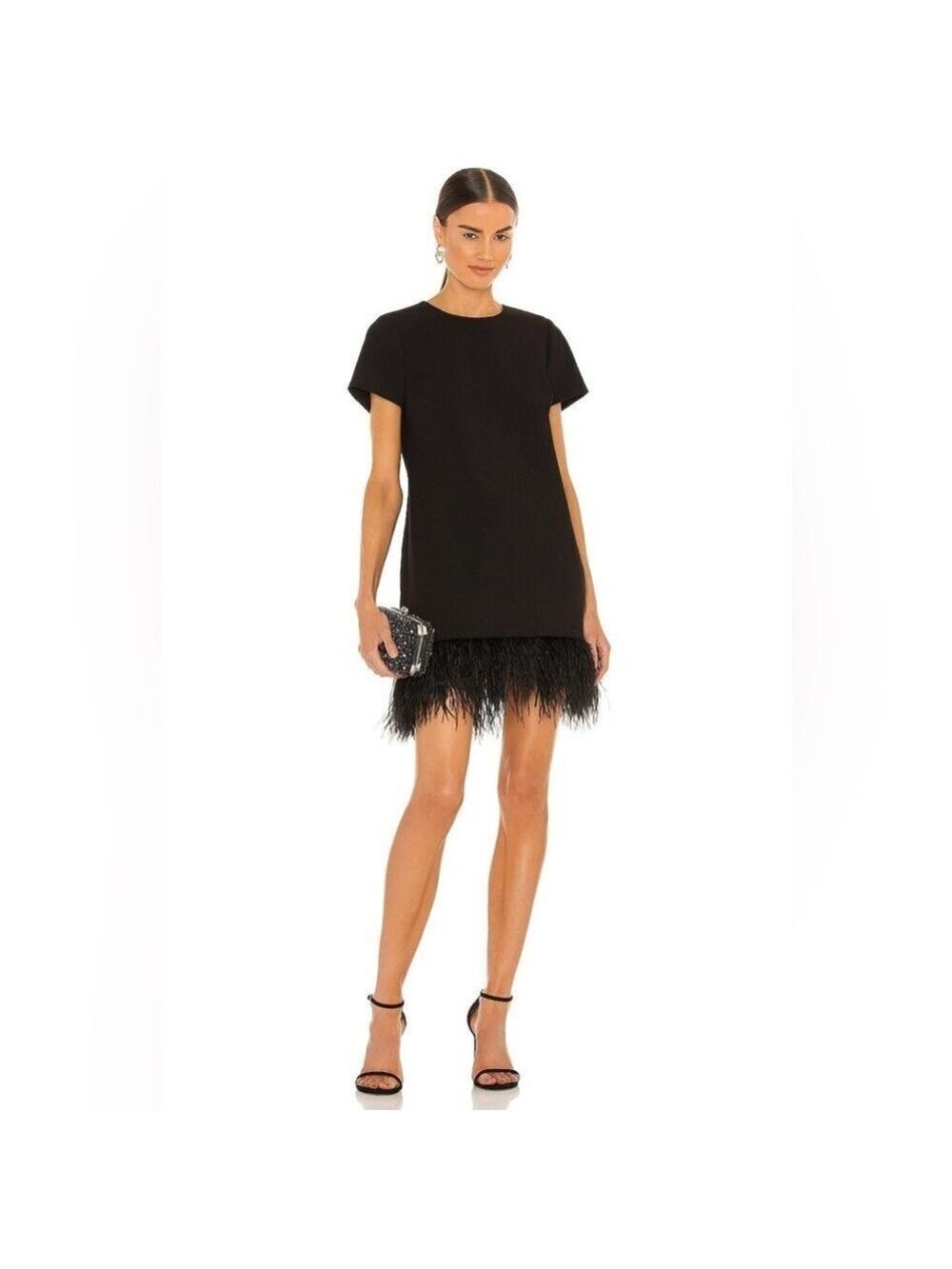 Likely Black Mini Dress with Feather Hem